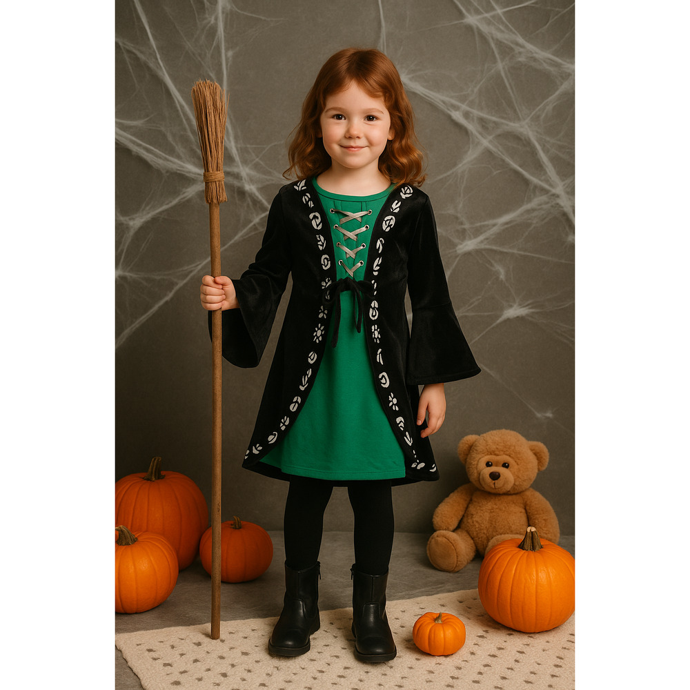 🧙‍♀️ Disney Hocus Pocus Winifred Sanderson Halloween Cosplay Dress Girls M 7/8